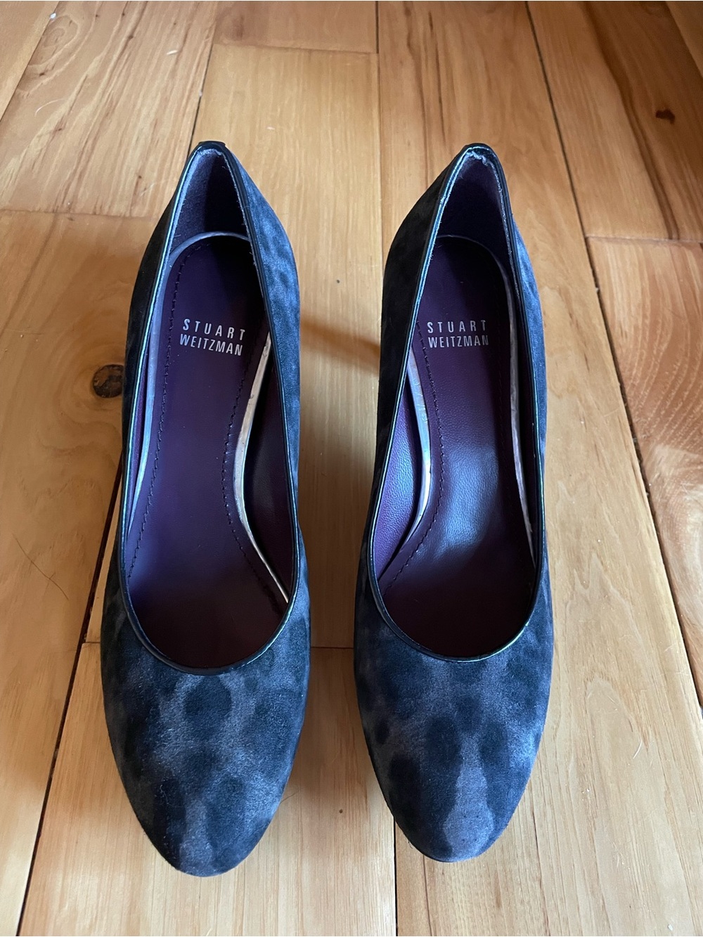 Stuart Weitzman Dark Charcoal Suede Pointed-Toe Pumps